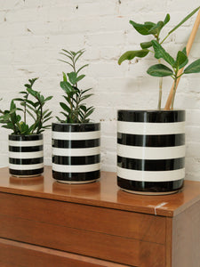 Large Black & White Striped Planter