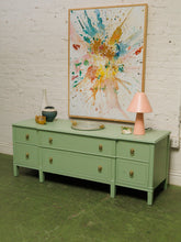Load image into Gallery viewer, Mint Low profile Credenza with lion hardware
