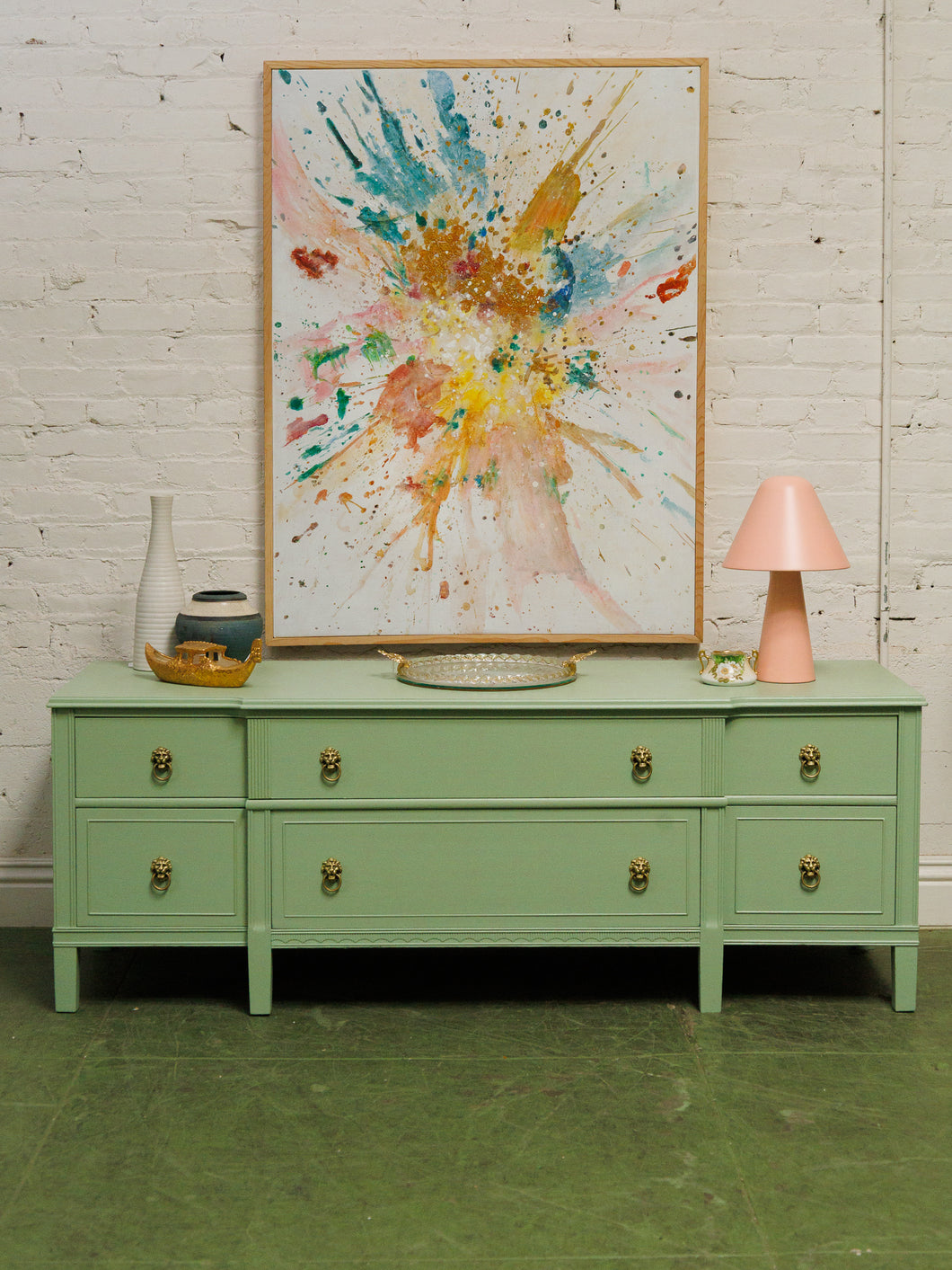 Mint Low profile Credenza with lion hardware