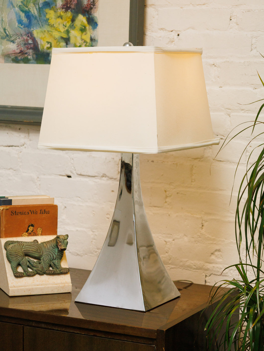 Sculptural Chrome Table Lamp