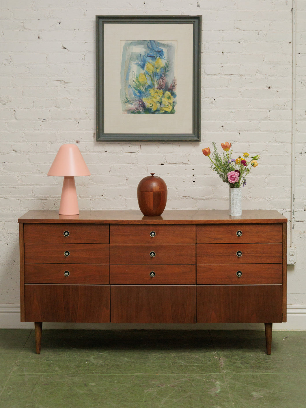 9 drawer Mid Century Sleek Dresser