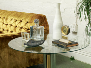 1970’s Chrome and Brass Pedestal Coffee Table