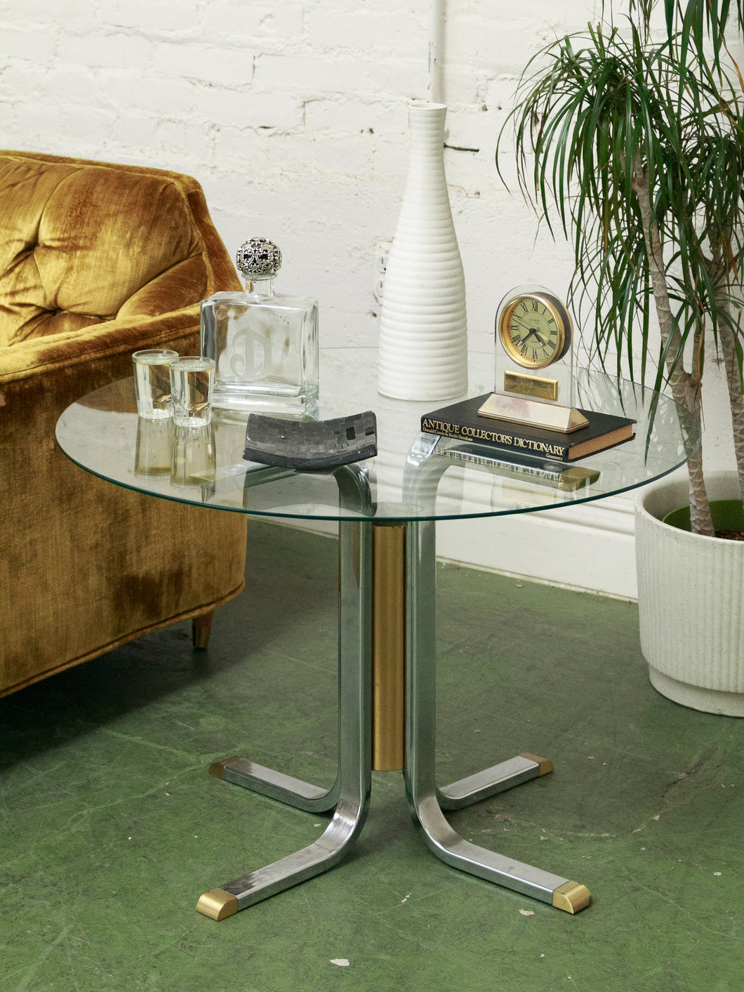 1970’s Chrome and Brass Pedestal Coffee Table
