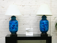 Load image into Gallery viewer, Blue and Teal Glazed Vintage Lamp $175
