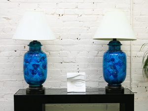 Blue and Teal Glazed Vintage Lamp $175