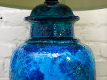 Load image into Gallery viewer, Blue and Teal Glazed Vintage Lamp $175
