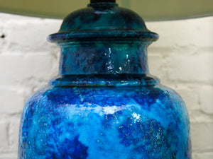 Blue and Teal Glazed Vintage Lamp $175