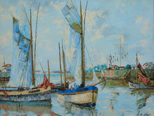 Load image into Gallery viewer, Original vintage impressionist nautical painting by KB Chun
