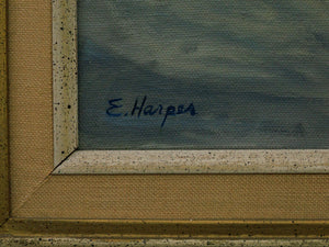 Whimsical Geology, Vintage oil painting by E Harper