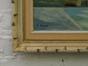 Whimsical Geology, Vintage oil painting by E Harper