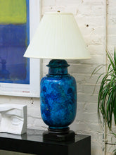 Load image into Gallery viewer, Blue and Teal Glazed Vintage Lamp $175
