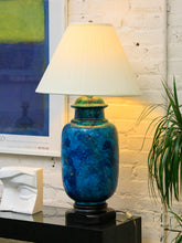 Load image into Gallery viewer, Blue and Teal Glazed Vintage Lamp $175
