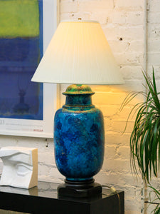 Blue and Teal Glazed Vintage Lamp $175