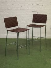 Load image into Gallery viewer, Leather and chrome counter stools
