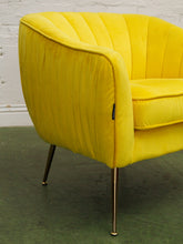 Load image into Gallery viewer, Yellow chair and ottoman
