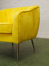 Load image into Gallery viewer, Yellow chair and ottoman
