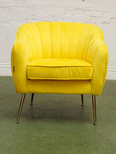 Load image into Gallery viewer, Yellow chair and ottoman
