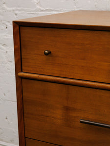 Pecan modern six Drawer Dresser