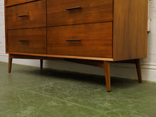 Load image into Gallery viewer, Pecan modern six Drawer Dresser

