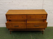 Load image into Gallery viewer, Pecan modern six Drawer Dresser
