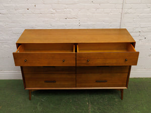 Pecan modern six Drawer Dresser