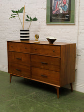 Load image into Gallery viewer, Pecan modern six Drawer Dresser
