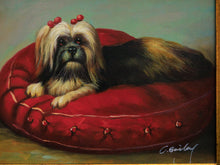 Load image into Gallery viewer, Aristocratic Vintage Shih Tzu Oil Painting in Gilded Baroque Frame
