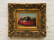 Load image into Gallery viewer, Aristocratic Vintage Shih Tzu Oil Painting in Gilded Baroque Frame
