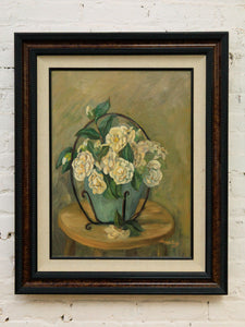 Still Life Oil Painting of White Camellias by Hanes Park