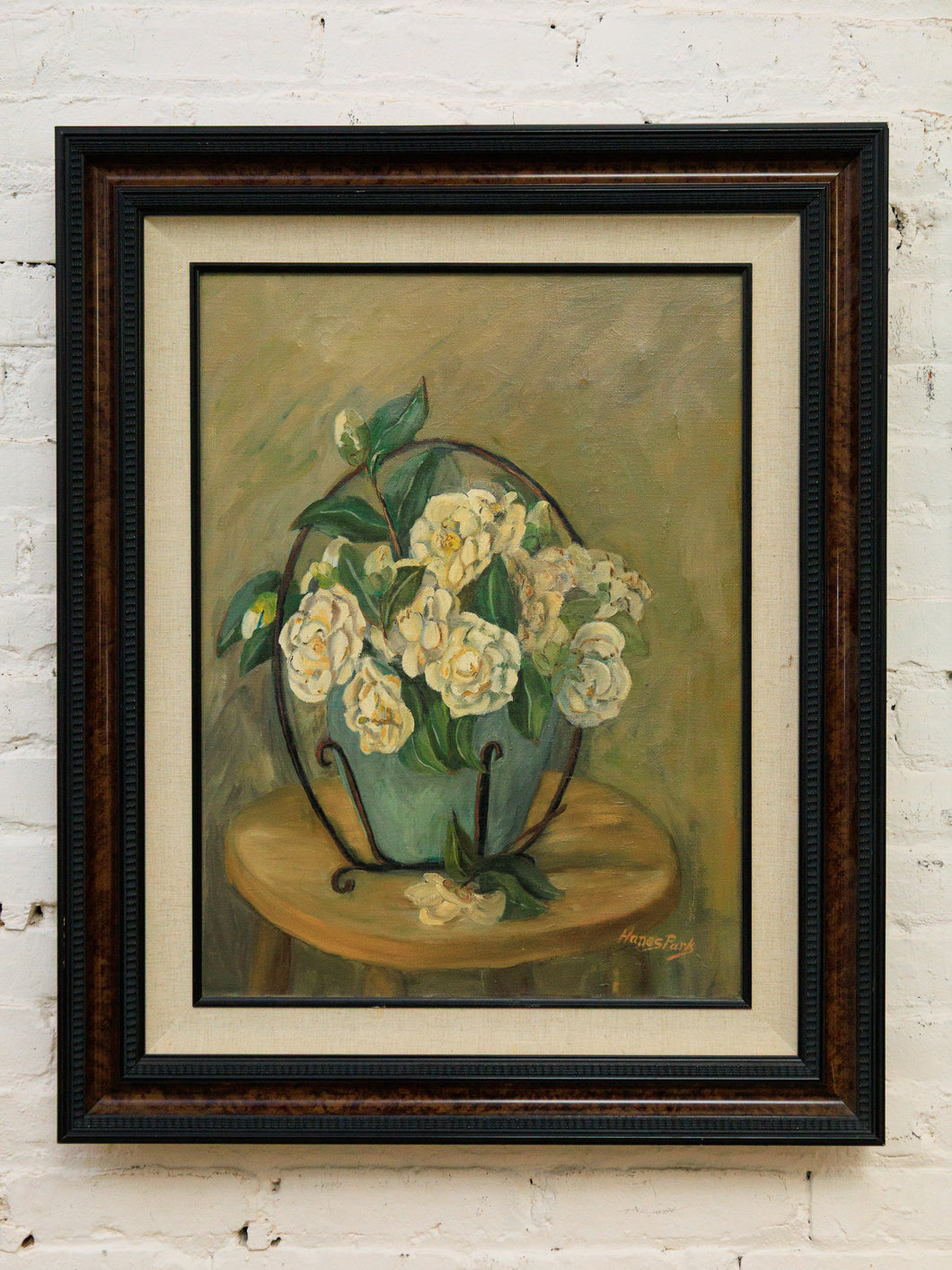 Still Life Oil Painting of White Camellias by Hanes Park