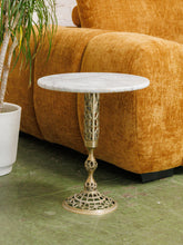 Load image into Gallery viewer, Marble Hollywood Regency metal side table Vintage
