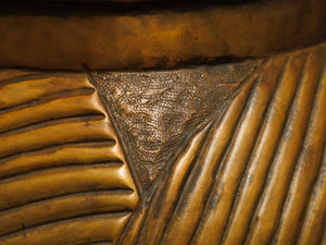 Textured Bronze Color Mid-Century Modern Lamp with Linen Shade