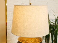 Load image into Gallery viewer, Textured Bronze Color Mid-Century Modern Lamp with Linen Shade
