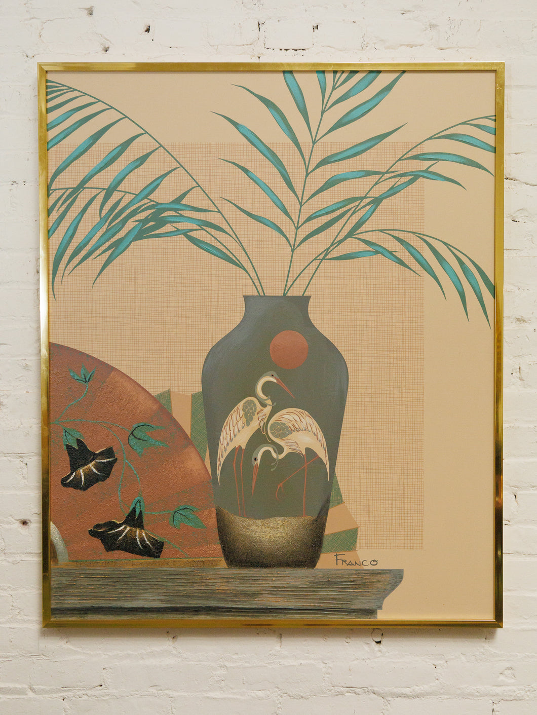 Post Modern Franco Embellished Lithograph Vase