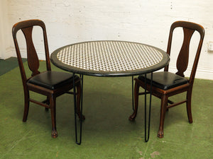 Chevron Tessellated marble black and white table
