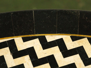 Chevron Tessellated marble black and white table