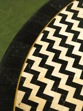 Load image into Gallery viewer, Chevron Tessellated marble black and white table
