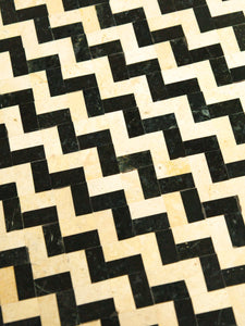 Chevron Tessellated marble black and white table