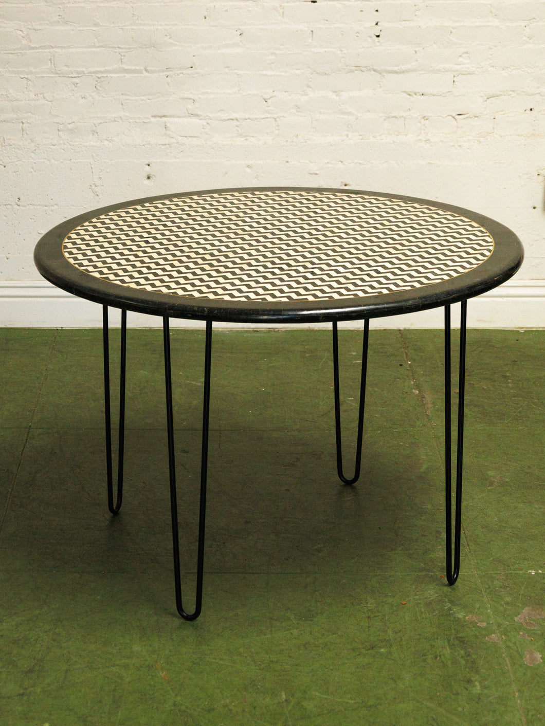 Chevron Tessellated marble black and white table
