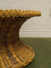 Load image into Gallery viewer, 1970s hourglass Rattan and Glass coffee table

