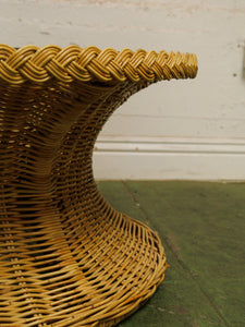 1970s hourglass Rattan and Glass coffee table
