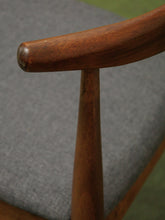 Load image into Gallery viewer, Dark wood single chair with gray seat
