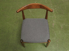 Load image into Gallery viewer, Dark wood single chair with gray seat
