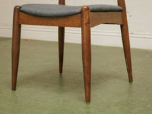 Load image into Gallery viewer, Dark wood single chair with gray seat
