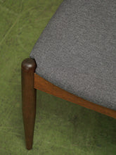 Load image into Gallery viewer, Dark wood single chair with gray seat
