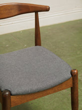 Load image into Gallery viewer, Dark wood single chair with gray seat
