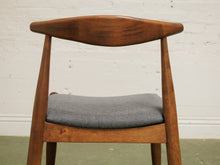Load image into Gallery viewer, Dark wood single chair with gray seat
