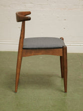 Load image into Gallery viewer, Dark wood single chair with gray seat

