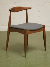 Load image into Gallery viewer, Dark wood single chair with gray seat
