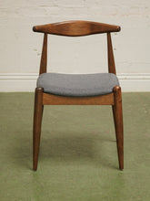 Load image into Gallery viewer, Dark wood single chair with gray seat
